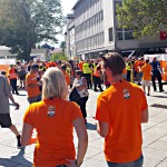 Wild Emotion Events Promoterin und Promoter verteilen Flyer für ratiopharm basketball ulm